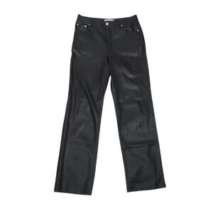 Zara Black Faux Leather High Rise Straight Leg Pants 8